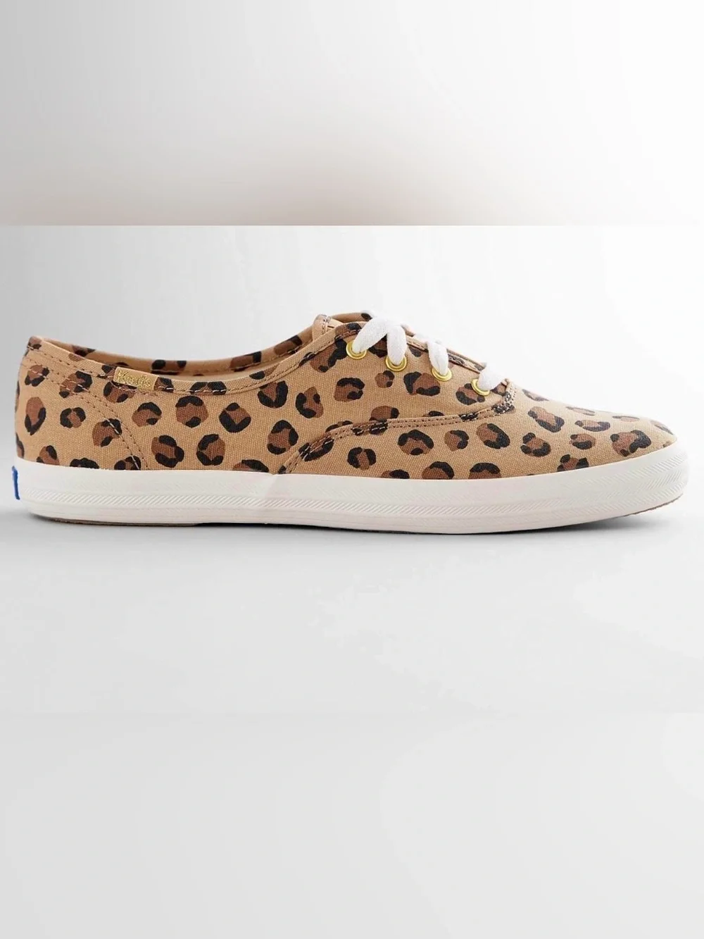 Keds Champion Leopard Print Canvas Sneakers Tan Gold Accent Women’s Size 8